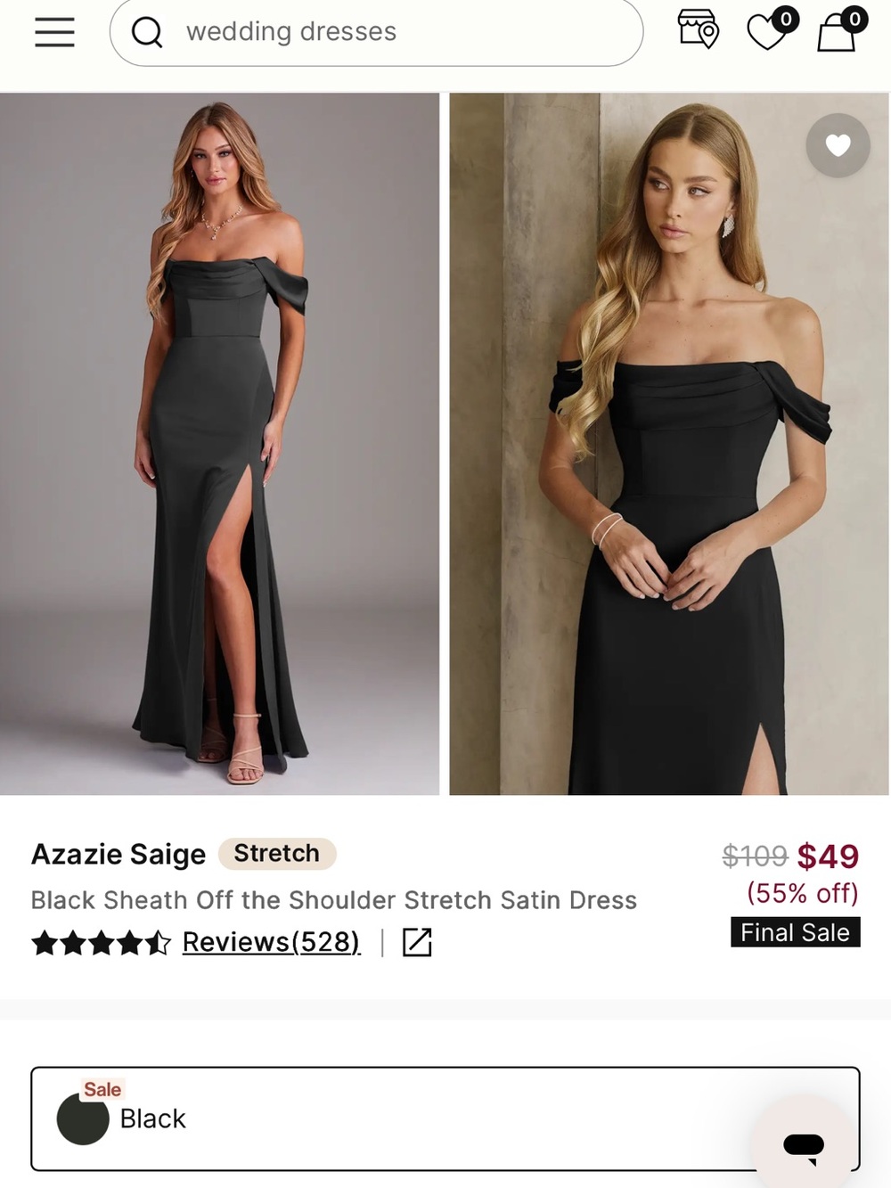 Black Off-the-Shoulder Sheath Satin Dress